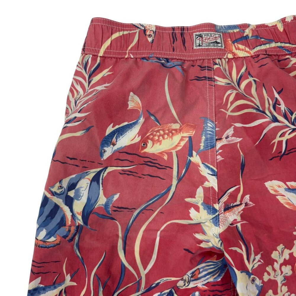 Polo By Ralph Lauren Boys Swim Board Shorts Large Red Fish Novelty Print Vintage - Picture 8 of 10